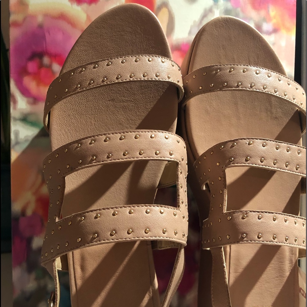 Stuart Weitzman Beige Studded Platform Sandals - image 6